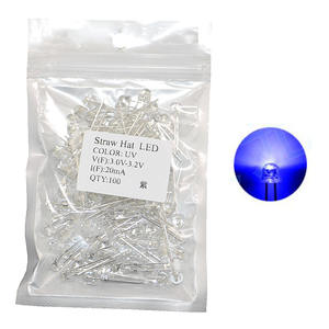 100 pcs/<span class=keywords><strong>lot</strong></span> 5mm <span class=keywords><strong>chapeau</strong></span> de <span class=keywords><strong>paille</strong></span> LED Diode électroluminescente Super lumineux blanc chaud rouge vert bleu jaune Orange UV rose RGB clignotant - Product Image 3