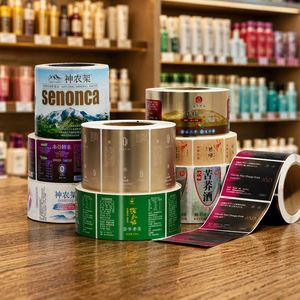 Custom Self-Adhesive Rectangular Labels for Beverage Packaging Strong Stickiness Paper Material Offset Printing - Product Image 3
