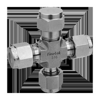 Wholesale 316 Stainless Steel Double Ferrule Union Cross Four Way Tube Fitting for Instrumentation Line