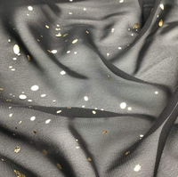 Tissu en Chiffon de Polyester Personnalisable Léger et Doux à Haute Torsion avec Points Dorés Estampés pour Robes de Filles, Vêtements de Mariage et Utilisation Automobile