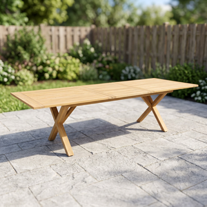 Outdoor Modern Rectangle Solid Teak Foldable Extendable Waterproof Eco-Friendly Durable Dining <b>Table</b> for Garden and Patio - Product Image 3