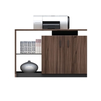Meuble de rangement moderne pour bureau, avec base pour imprimante, tiroir verrouillable, cloison latérale de bureau, design bas – Durable, écologique, 2 tiroirs