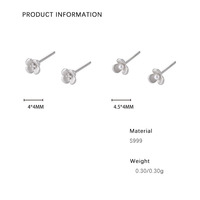 Personalisierte Nischen-Pflanzen-Blumen-Ohrringe Mattierte Blumen-Zirkon S925 Sterling Silber Ohrstecker YB-XY-1115