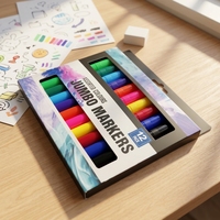Ensemble de 12 marqueurs lavables à pointe large, non toxiques, à base d'eau, pour enfants et tout-petits, pour le dessin, la rentrée scolaire, cadeau de papeterie artistique