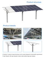 Systèmes de montage d'abri solaire en acier au carbone BIPV Carports de structure de montage solaire commerciaux et résidentiels