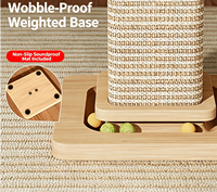 Nouvelle Tendance 2026 : Griffoir pour Chat Écologique en Coton Naturel et Bois, Durable, avec Base Robuste et Plumes Interactives