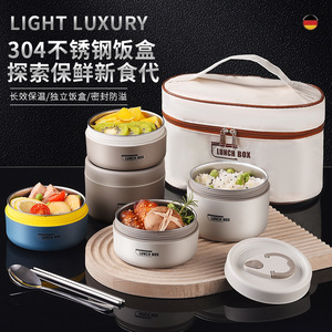 304 Stainless Steel Lunch Box Insulated Microwave Safe Cylinder Solid Color Office Use - Product Image 1