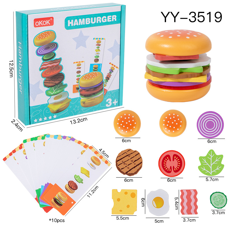 B Ensemble de hamburgers en bois