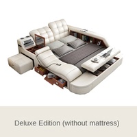 Lit double de chambre à coucher multifonctionnel moderne en bois avec massage doux, purificateur d'air audio et rangement tatami pour grand appartement
