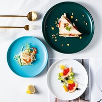 Assiettes en céramique de style nordique, blanc, rose, bleu, vert, vaisselle de fête, 6, 8, 10 pouces avec bordure en or, vente en gros
