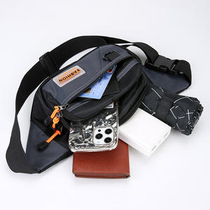 Sac banane de sport pour homme avec poche pour téléphone, sac de taille portable pour cyclisme en extérieur, gris, noir, vert militaire, bleu foncé - Product Image 4