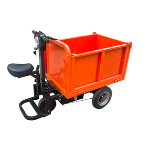 Mini-dumper électrique à trois roues, jaune, avec benne fermée en acier, chariot industriel mobile - Product Image 4