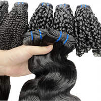 Extensiones de Cabello Humano 15A, Ondulado, Remy Vietnamita, Liso, de Tejido Rápido, Doble Trama a Máquina, Grueso y Natural, 100g