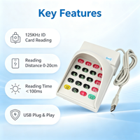 Lecteur de cartes RFID IC USB 13,56 MHz avec clavier anti-espionnage, Plug & Play pour les paiements