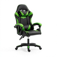 Chaise de jeu noire et verte en cuir PU inclinable, réglable en hauteur, pivotante, avec accoudoirs réglables pour salle de jeu
