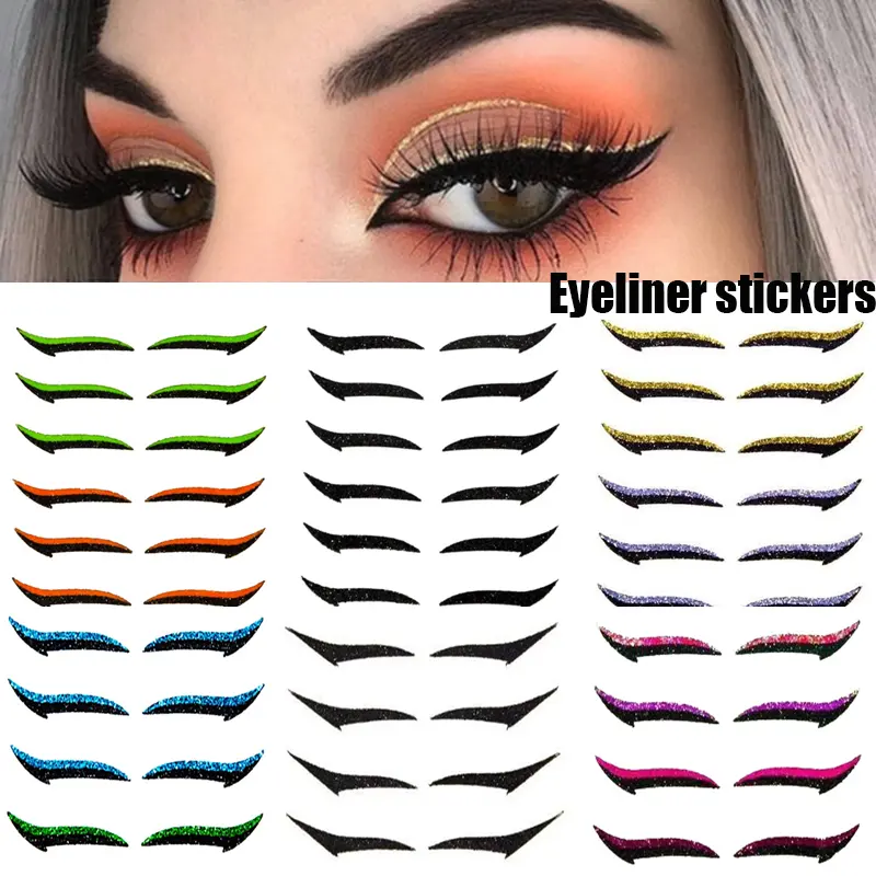 5 Paar Eyeliner Sticker Waterdichte Herbruikbare Valse Wimpers Eyeliner Stickers Oogmake-Up Sjabloon 3 Minuten Lui Vormgeven Tools