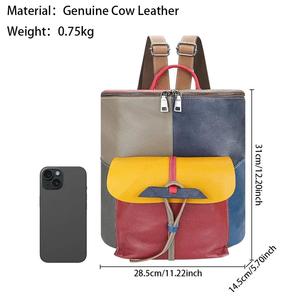 AndoBag Retro Genuine Leather <b>Backpacks</b> <b>Large</b> Capacity Bucket Bag Casual Women's <b>Backpack</b> 2496 - Product Image 2