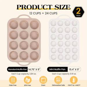 MUYULINS Factory 24-cup LFGB non-stick BPA Free metal reinforced frame mini silicone cupcake pan American <b>cake</b> <b>tin</b> baking mold - Product Image 6