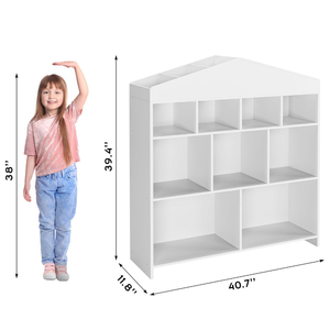 Libreria a 8 cubi per <span class=keywords><strong>bambini</strong></span>, mobiletto bianco per giocattoli e casa delle bambole per i più piccoli - Product Image 2