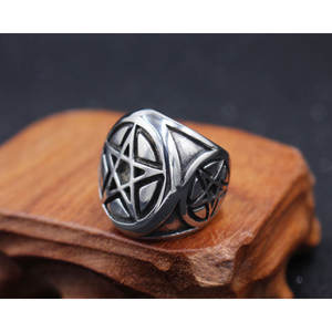 Bague pour homme RC45 Tiyo en acier inoxydable plaqué argent 925, style punk, motif étoile, design géométrique, bijou cadeau - Product Image 5