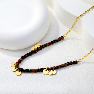 Collar de Clavícula con Ojo de Tigre, Chapado en Oro de 18k, Colgante Geométrico, Regalo Casual, Cadena de Moda para Suéter - Product Image 4