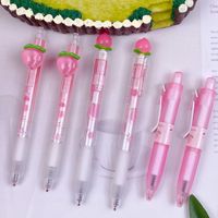 Nouvel ensemble de stylos gel encre gel motif fruits (raisin, pêche) mignon, 36 pièces/boîte, séchage rapide, pour signature étudiante, pointe noire 0,5 mm, en boîte, vente en gros