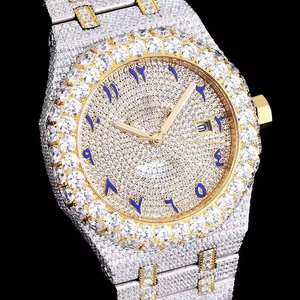 Cao Cấp Tự Động Đồng Hồ Cơ Khí Đầy Đủ Iced out Moissanite Hip Hop Phong Cách Thép Không Gỉ Ban Nhạc 20Mm Chiều Rộng 41Mm Đường Kính Quay Số - Product Image 2