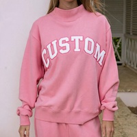 Sweat à capuche surdimensionné en coton pour femme, brodé sur mesure, col rond, tricoté, design de créateur, ensemble unisexe, personnalisation avec logo