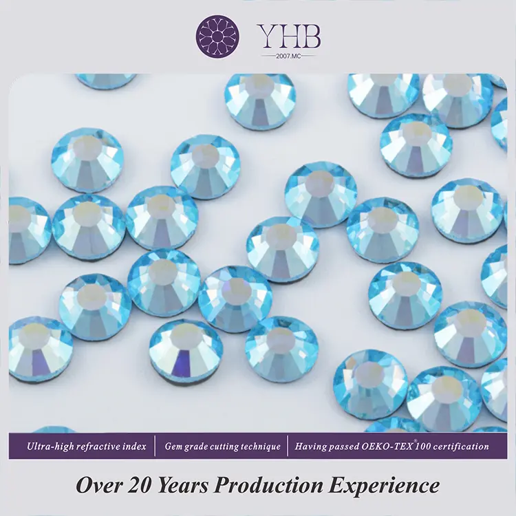 بالجملة YHB كبيرة Ss10 Ss12 Ss16 خالية من الرصاص بدون إصلاح مسطح أسفل الأحجار الكريمة أحجار الراين