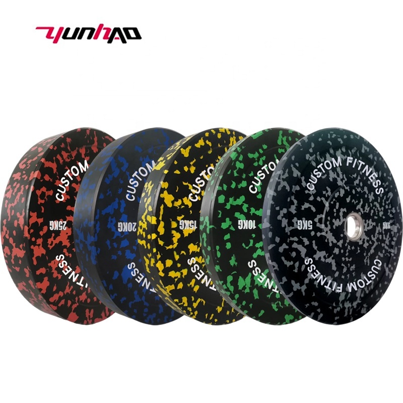 Wholesale Weight Barbell Plate Gym Exercise Competition Weight Lifting Rubber Camo Fleck Bumper Plate