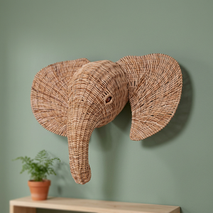 Bohemian Woven Rattan <b>Elephant</b> Wall Art Eco-Friendly Home <b>Decoration</b> for Baby Nursery Room Vietnam - Product Image 3
