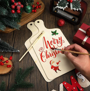 Mini planche à découper en bois faite à la main avec tranches <span class=keywords><strong>de</strong></span> bois - Décorations <span class=keywords><strong>de</strong></span> Noël DIY, jouets <span class=keywords><strong>de</strong></span> graffiti <span class=keywords><strong>pour</strong></span> enfants, sets <span class=keywords><strong>de</strong></span> <span class=keywords><strong>table</strong></span> et assiettes - Product Image 4