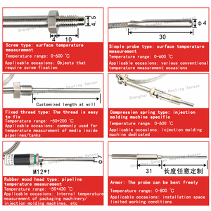 K-type thermokoppel sonde schroeftype transmissie <span class=keywords><strong>Pt100</strong></span> temperatuursensor platina thermistor driedraads temperatuursonde OEM - Product Image 3