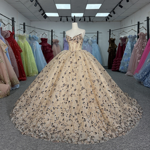 Robe de bal de princesse plissée avec appliques florales en cristal et perles multiples Dy6925-1 pour Quinceañera, soirée de gala, Sweet 16 - Product Image 3