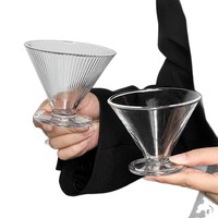 Verre à boisson froide style influenceur, soufflé à la main, à pied haut, simple paroi, pour crème glacée, dessert, bâtonnet glacé, yaourt, pudding, milkshake
