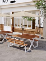 Table à manger moderne intégrée, ensemble de chaises, table carrée extérieure de loisir parapluie à usage commercial pour les cafés, les restaurants et les hôtels