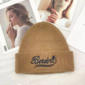 Wholesale High Quality Embroidery Colorful Winter Warm Unisex Knitted Wool <b>Hat</b> Custom Logo Streetwear Fashion <b>Hat</b> - Product Image 2