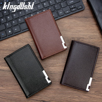 Dompet PVC Multifungsi Pria Model Eropa Amerika Terbaru, Tipis, Terbuka, Motif Huruf, Lapisan Poliester, Tanpa Merek, Tempat Uang