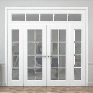 Puerta de Entrada Principal de Diseño Italiano Clásico de Lujo, Fabricada en Madera de Teca Contrachapada, con Rejilla Francesa y Doble Puerta de Madera y Vidrio - Product Image 6