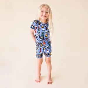 Short Sleeve For Summer Top Sale 95% Bamboo 5% Spandex Unisex Kids Clothing Suit