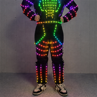 Costume de robot LED noir clouté pour adulte avec éclairage télécommandé pour spectacles sur scène et soirées en boîte de nuit - Nouveautés