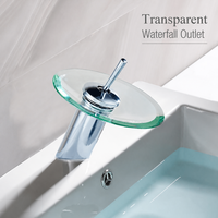 Robinet de lavabo en laiton et verre, finition électrolytique, monocommande à montage sur plan, mitigeur de sortie d'eau transparente de qualité supérieure