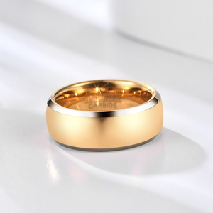 Bague en acier tungstène pour femme, 6 mm 8 mm, bicolore or noir, tendance, polyvalente, bijou cadeau - Product Image 3