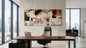 Pintura al Óleo Abstracta Horizontal Grande Hecha a Mano, Arte de Pared en Lienzo Beige Marrón Neutro, Decoración Moderna para Sala de Estar y Sofá - Product Image 4