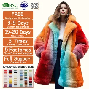 Vêtements personnalisés nouveau manteau en fausse fourrure femme fausse fourrure moyenne longue Explosion multicolore confortable grande taille manteau pour femmes - Product Image 3
