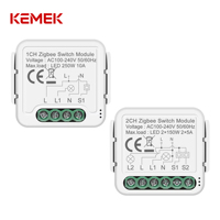 Module d'interrupteur intelligent Tuya ZigBee 1 2 3 4 voies pour contrôle de l'éclairage, AC100-240V, fil neutre, large plage de tension