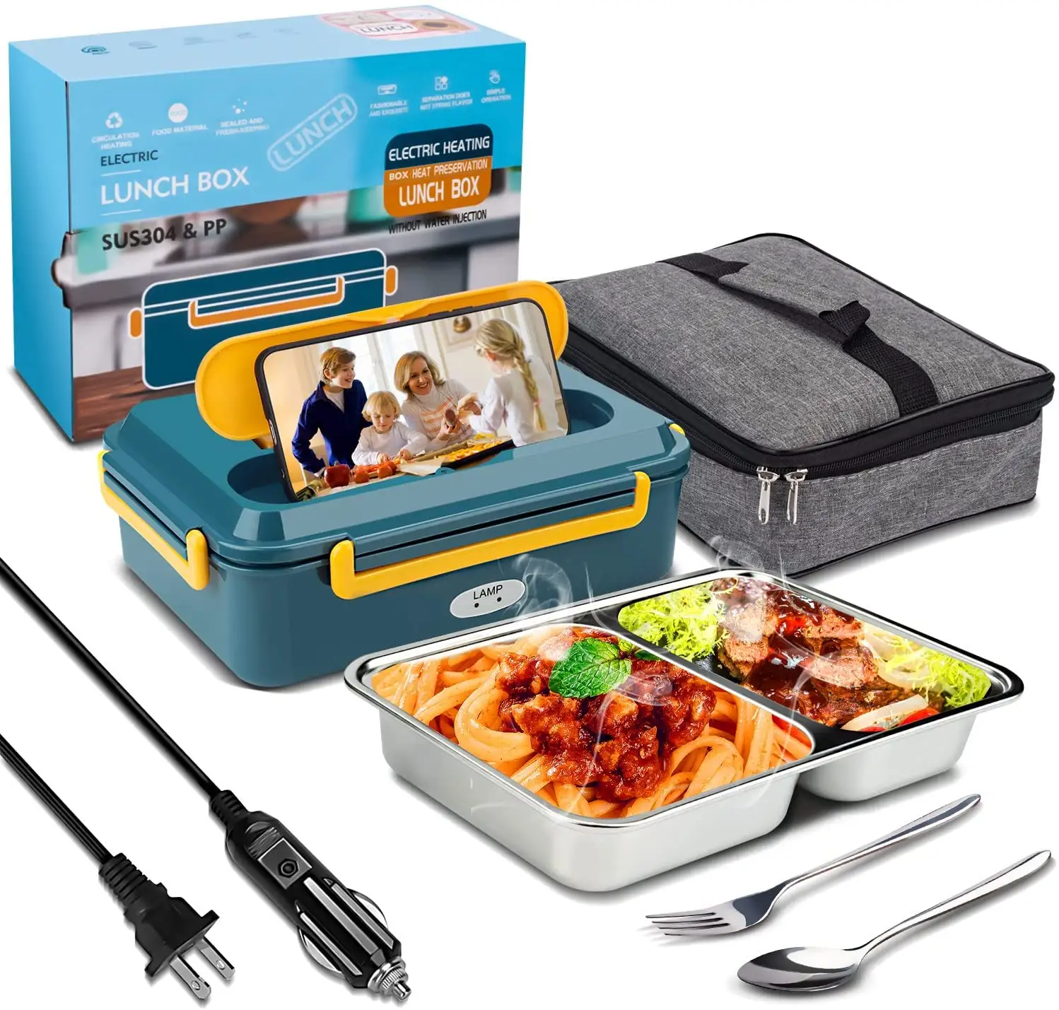 Hot Selling Multifunctionele Kachel 2 In 1 Liner Elektronische Zelfverwarmende Lunchbox Voor Kantoor