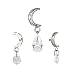 Venta caliente pendiente Helix ASTM F136 titanio media luna con CZ cuelga internamente roscado Top Moon oreja nariz anillo joyería - Product Image 6