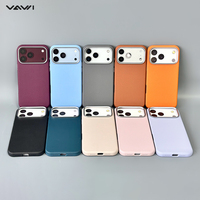 Étui de téléphone en cuir végétalien VAWI V-L06 pour iPhone 13 14 15 16 17 18 Pro Max, chargement magnétique sans fil, finition mate, toucher doux