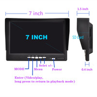 2 CH AHD Car Monitor Security Monitoring Recorder DVR Video 7 inch IPS Screen Monitor with Rearview Camera for Bus Truck